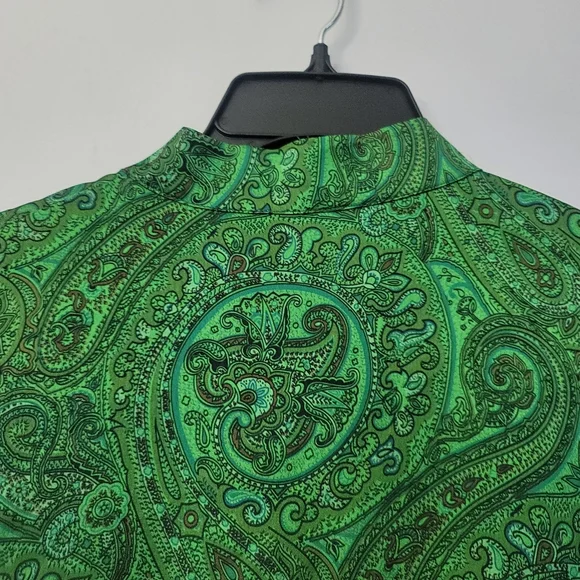 JB By Julie Brown New York Paisley Print Split Mock Neck Bell 3/4 Sleeve Top - Picture 4 of 10